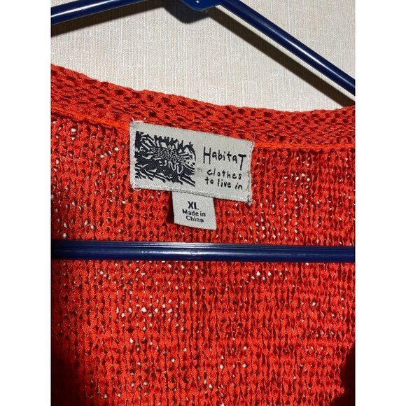 Habitat Clothes to Live In Lagon Look Burnt Orange 3/4 Sleeve Pucker Knit Sweate - Picture 2 of 5